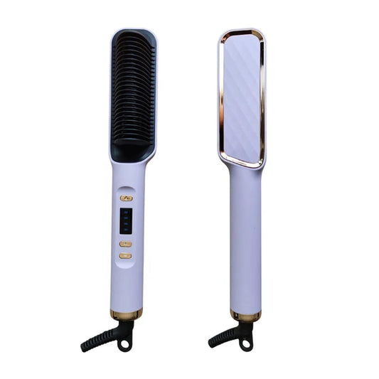 Portable hair straightener brush