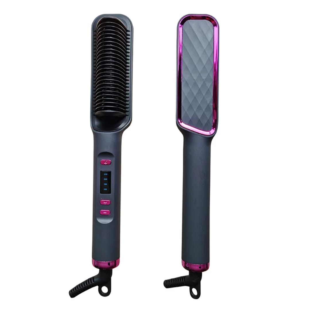 Portable hair straightener brush